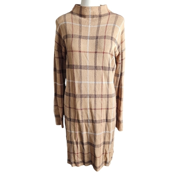 Rachel Zoe Women’s Mock Neck Plaid Sweater Dress Sz Medium Acadamia - Picture 1 of 8